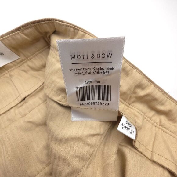MOTT & BOW Everyday Twill Chino Charles Khaki Casual Pant Old Money Quiet Luxury - Picture 7 of 7
